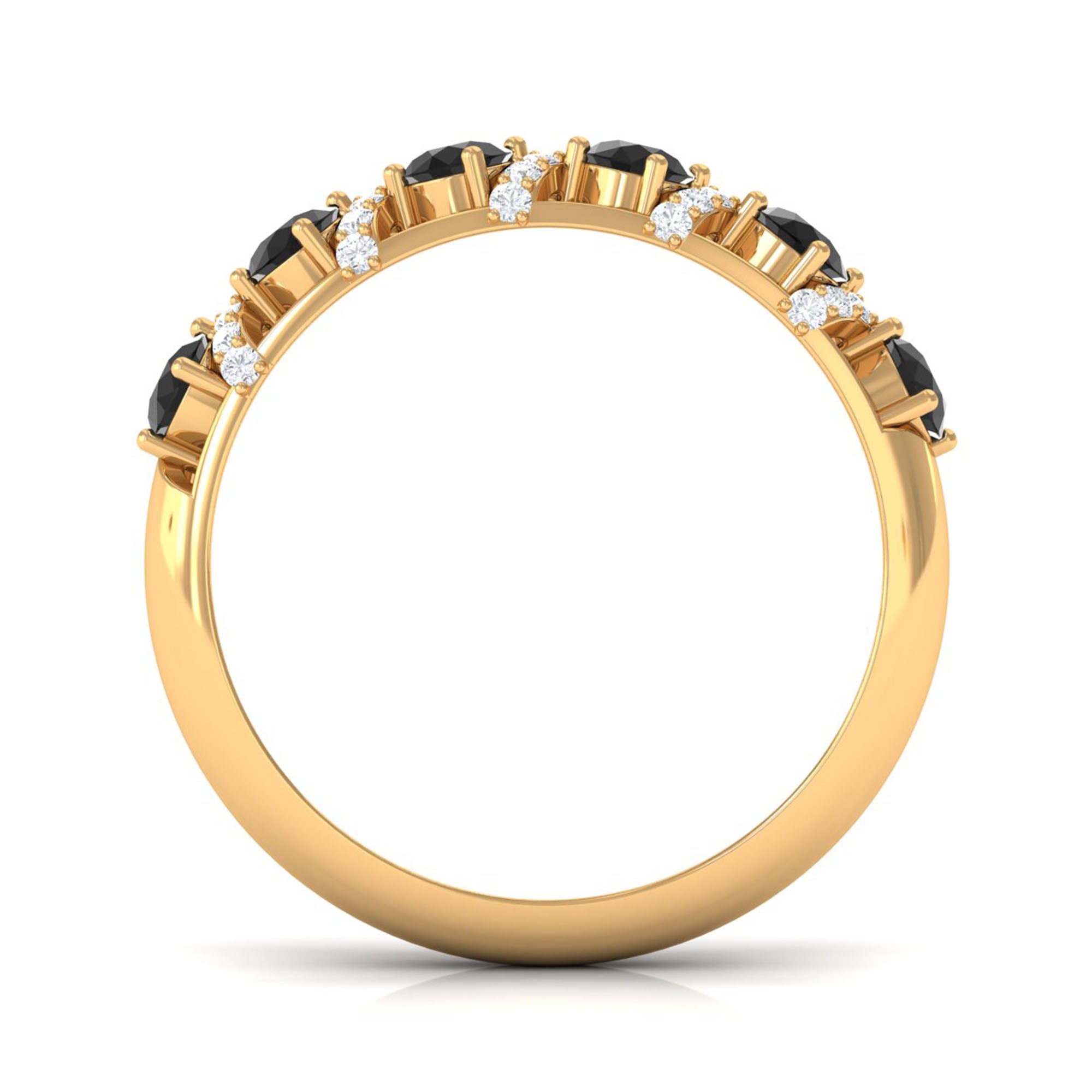 Black Spinel Designer Anniversary Band with Diamond AAA - Rosec Jewels
