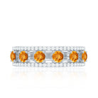 Natural Citrine Diamond Half Eternity Band Ring for Anniversary AAA - Rosec Jewels