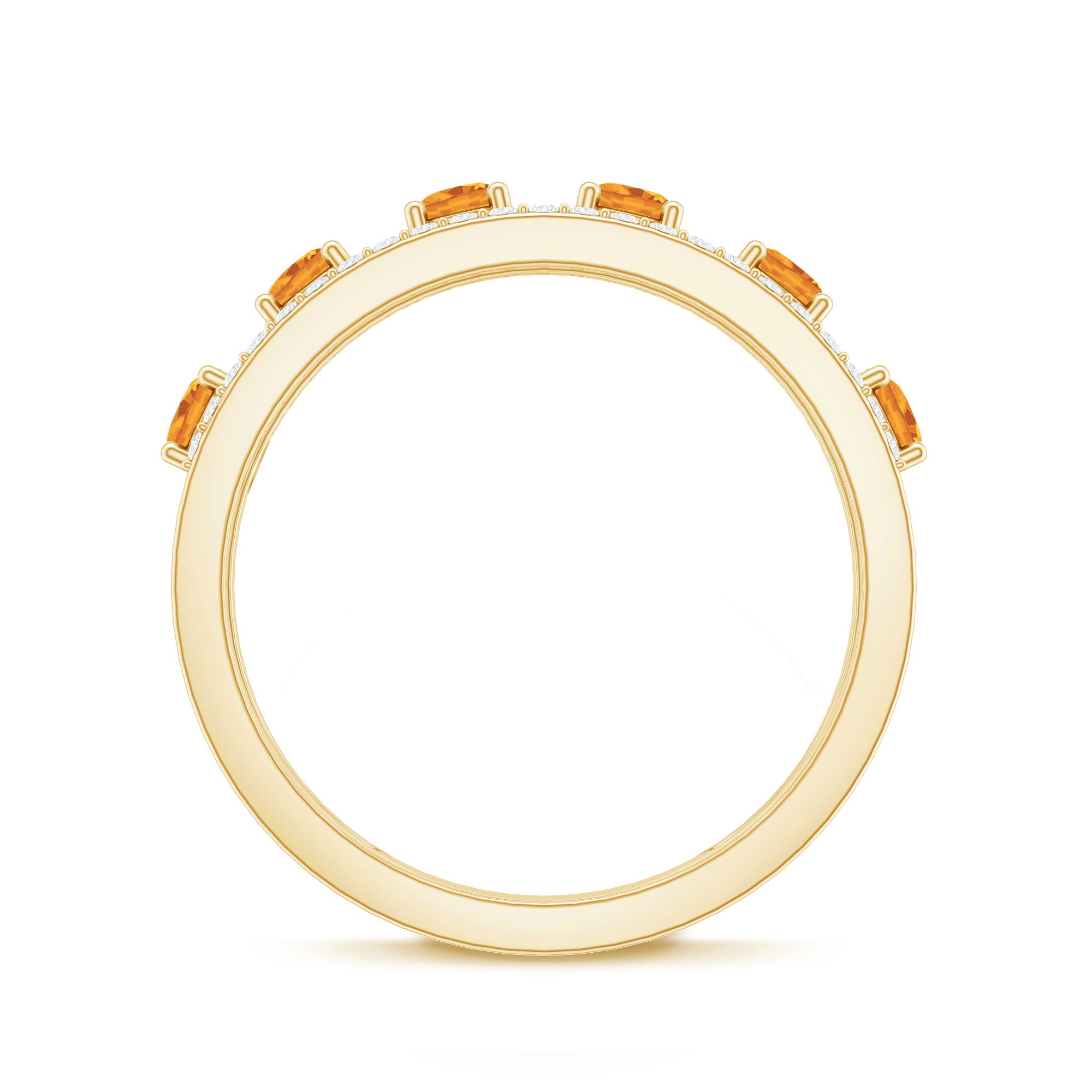 Natural Citrine Diamond Half Eternity Band Ring for Anniversary AAA - Rosec Jewels
