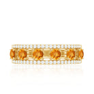 Natural Citrine Diamond Half Eternity Band Ring for Anniversary AAA - Rosec Jewels