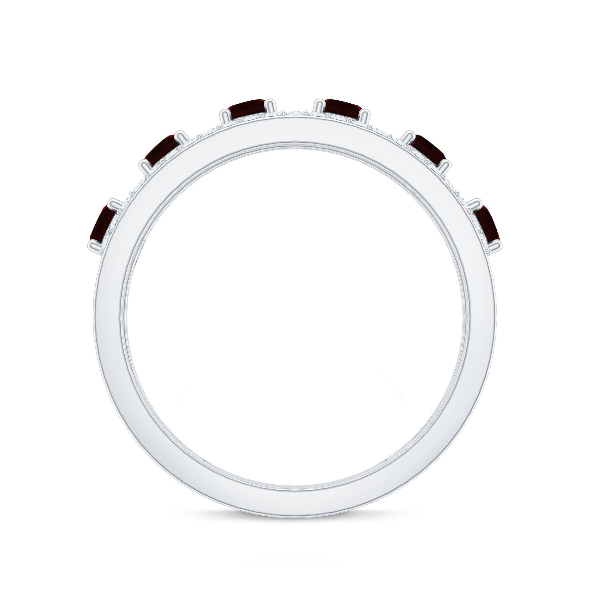Natural Garnet Half Eternity Band with Diamond AAA - Rosec Jewels