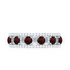 Natural Garnet Half Eternity Band with Diamond AAA - Rosec Jewels