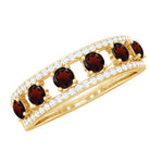 Natural Garnet Half Eternity Band with Diamond AAA - Rosec Jewels