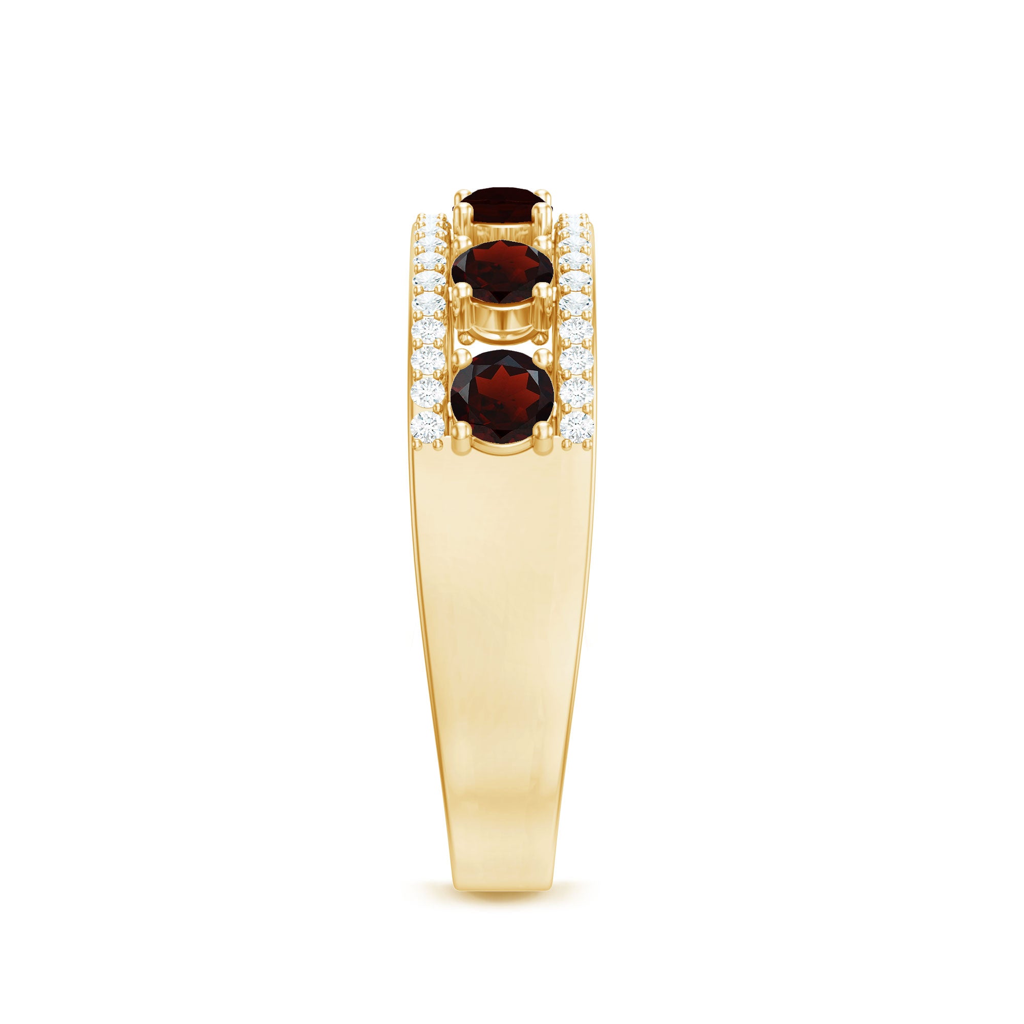 Natural Garnet Half Eternity Band with Diamond AAA - Rosec Jewels