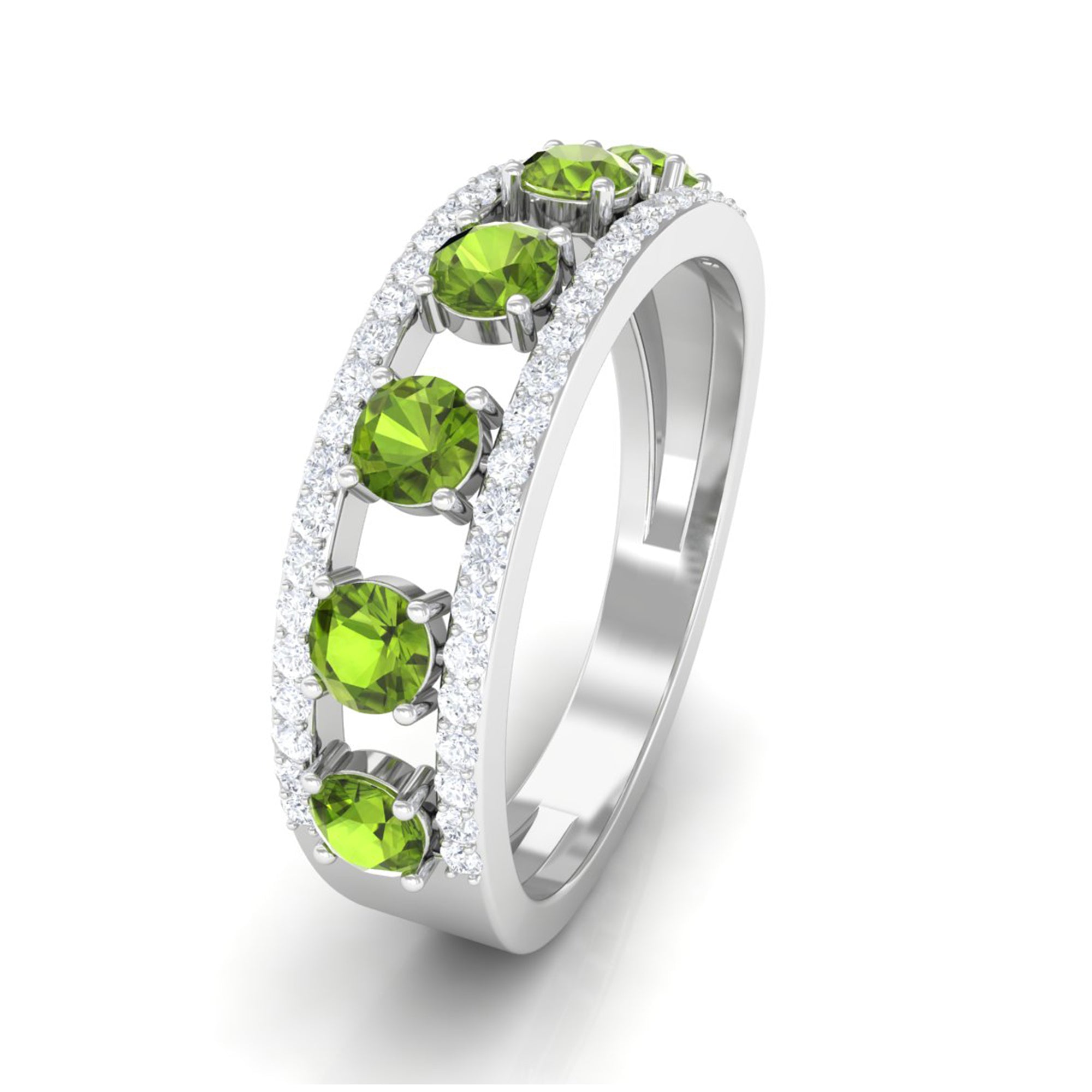 Peridot Anniversary Ring with Diamond AAA - Rosec Jewels