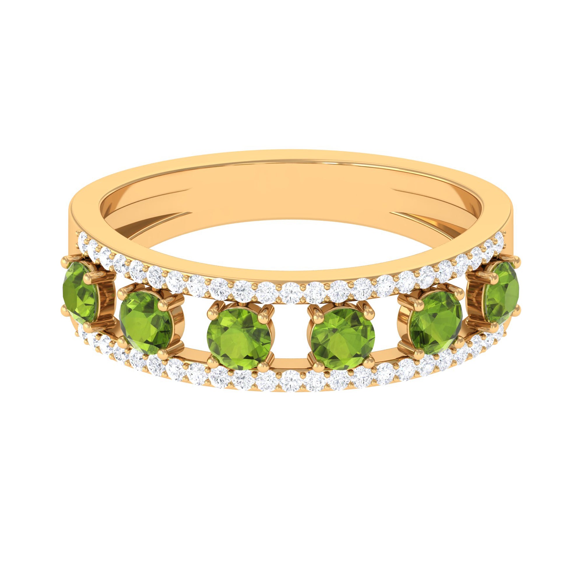 Peridot Anniversary Ring with Diamond AAA - Rosec Jewels