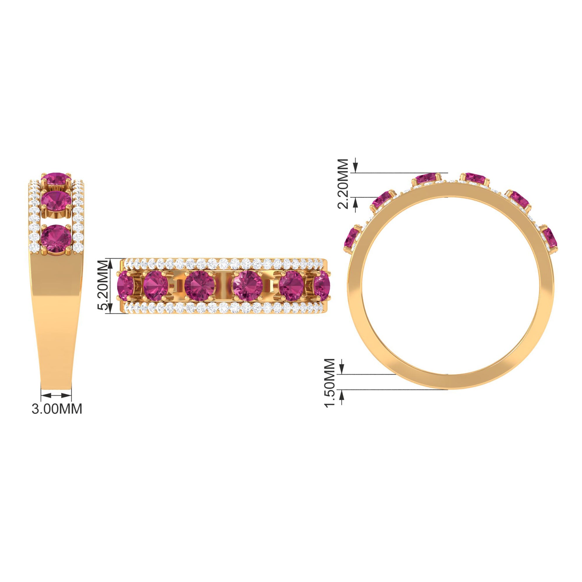 Pink Tourmaline Anniversary Ring with Diamond AAA - Rosec Jewels