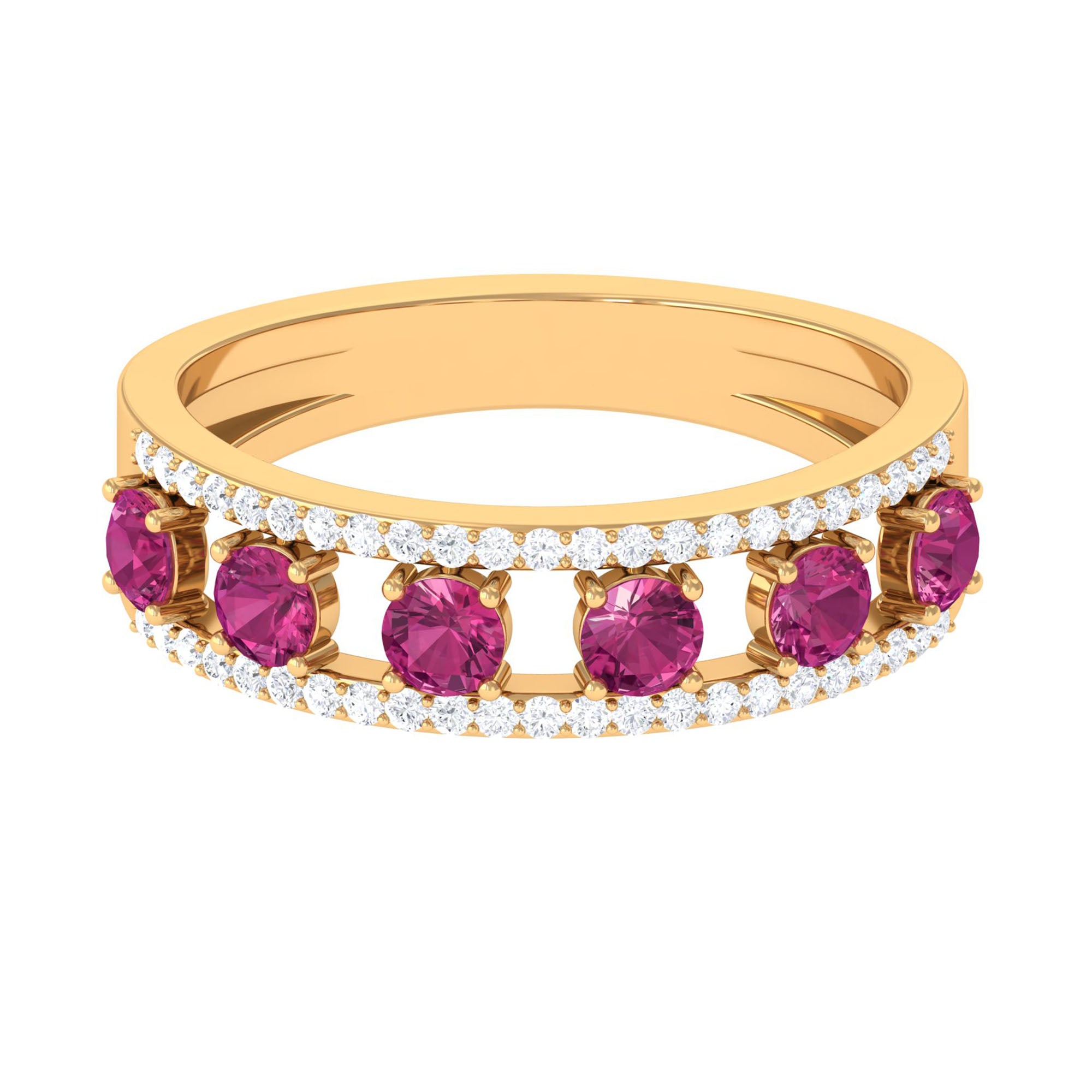 Pink Tourmaline Anniversary Ring with Diamond AAA - Rosec Jewels