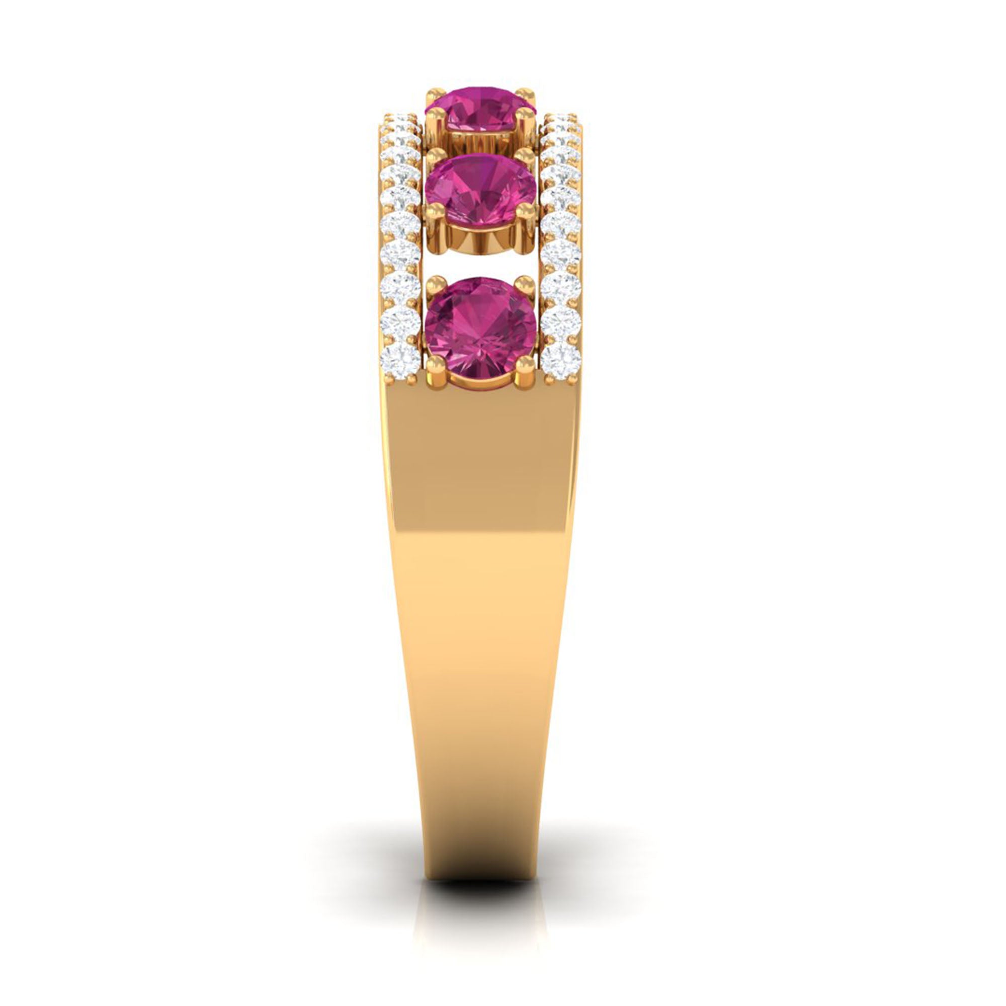 Pink Tourmaline Anniversary Ring with Diamond AAA - Rosec Jewels