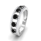3/4 CT Black Spinel Anniversary Band Ring with Diamond AAA - Rosec Jewels
