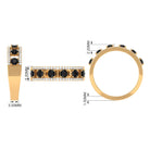3/4 CT Black Spinel Anniversary Band Ring with Diamond AAA - Rosec Jewels