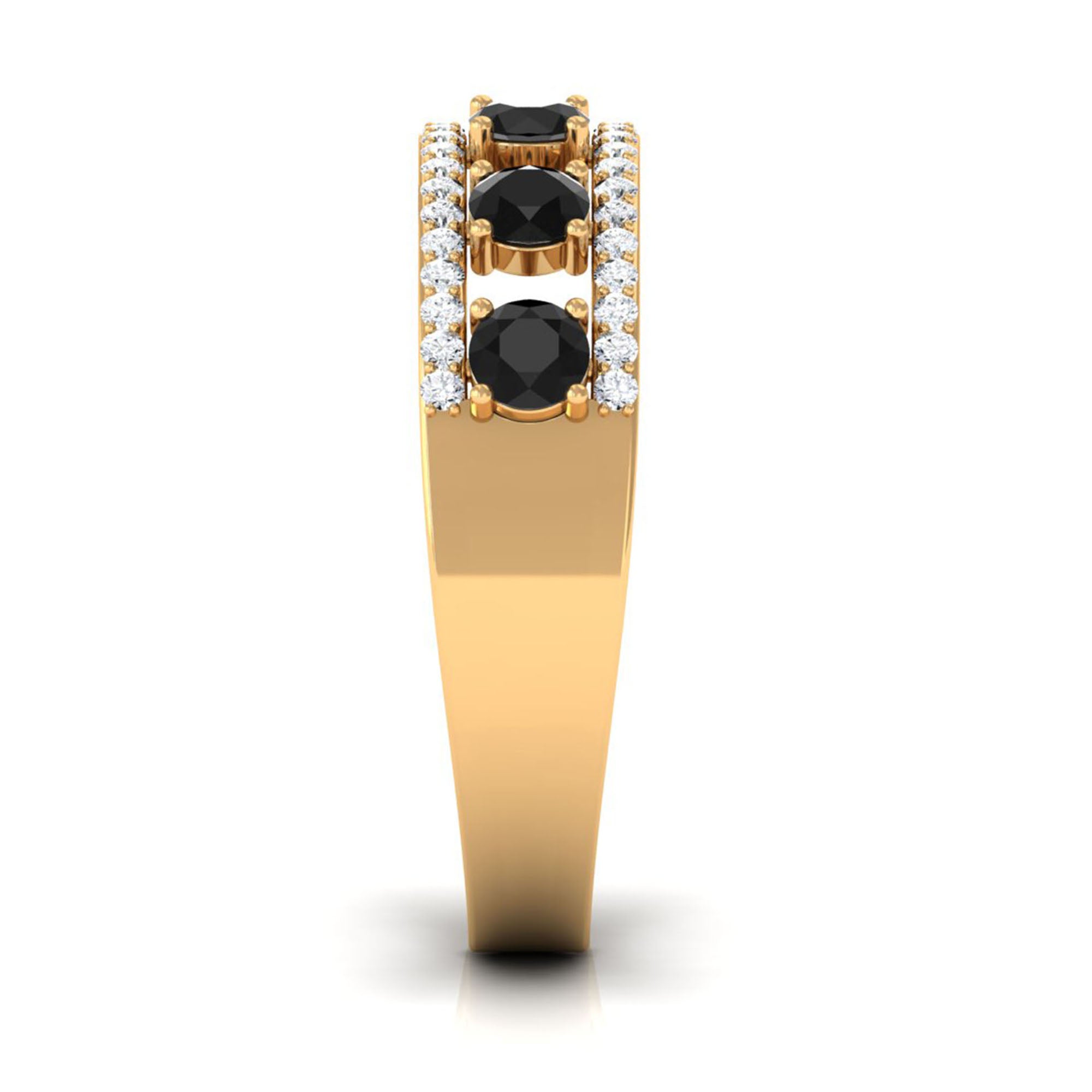 3/4 CT Black Spinel Anniversary Band Ring with Diamond AAA - Rosec Jewels