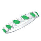Genuine Marquise Emerald Diamond Half Eternity Ring for Wedding AAA - Rosec Jewels