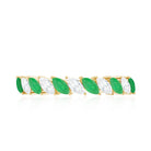 Genuine Marquise Emerald Diamond Half Eternity Ring for Wedding AAA - Rosec Jewels