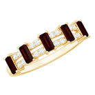 Rosec Jewels-Natural Baguette Garnet Half Eternity Band with Diamond