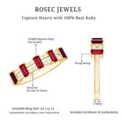 Real Baguette Ruby Half Eternity Band Ring with Diamond AAA - Rosec Jewels