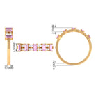 Rosec Jewels-Natural Pink Tourmaline Wide Half Eternity Ring with Diamond