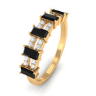 3/4 CT Black Spinel and Diamond Wide Band Ring AAA - Rosec Jewels
