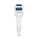 Baguette London Blue Topaz Art Deco Eternity Band with Diamond AAA - Rosec Jewels