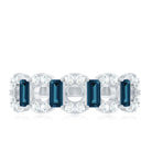 Baguette London Blue Topaz Art Deco Eternity Band with Diamond AAA - Rosec Jewels