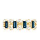 Baguette London Blue Topaz Art Deco Eternity Band with Diamond AAA - Rosec Jewels