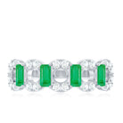 Natural Baguette Emerald Diamond Art Deco Half Eternity Ring AAA - Rosec Jewels