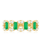 Natural Baguette Emerald Diamond Art Deco Half Eternity Ring AAA - Rosec Jewels