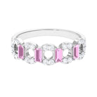Real Pink Tourmaline Art Deco Half Eternity Ring with Diamond AAA - Rosec Jewels