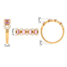 Real Pink Tourmaline Art Deco Half Eternity Ring with Diamond AAA - Rosec Jewels
