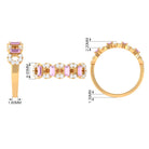 Real Pink Tourmaline Art Deco Half Eternity Ring with Diamond AAA - Rosec Jewels
