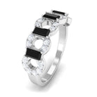 1 CT Black Spinel and Diamond Half Eternity Ring AAA - Rosec Jewels