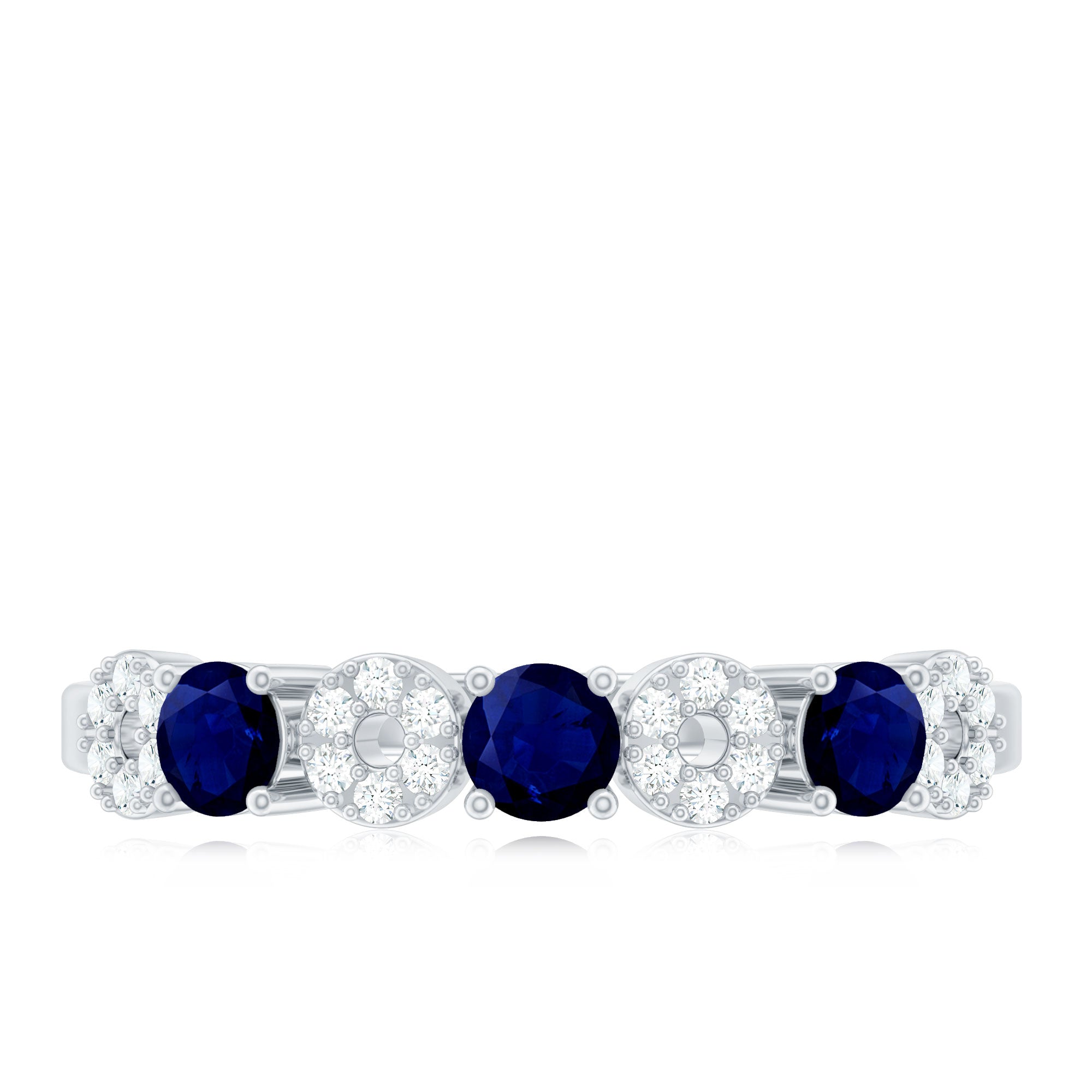 Natural Blue Sapphire Diamond Half Eternity Ring for Women AAA - Rosec Jewels