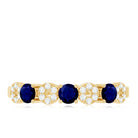 Natural Blue Sapphire Diamond Half Eternity Ring for Women AAA - Rosec Jewels