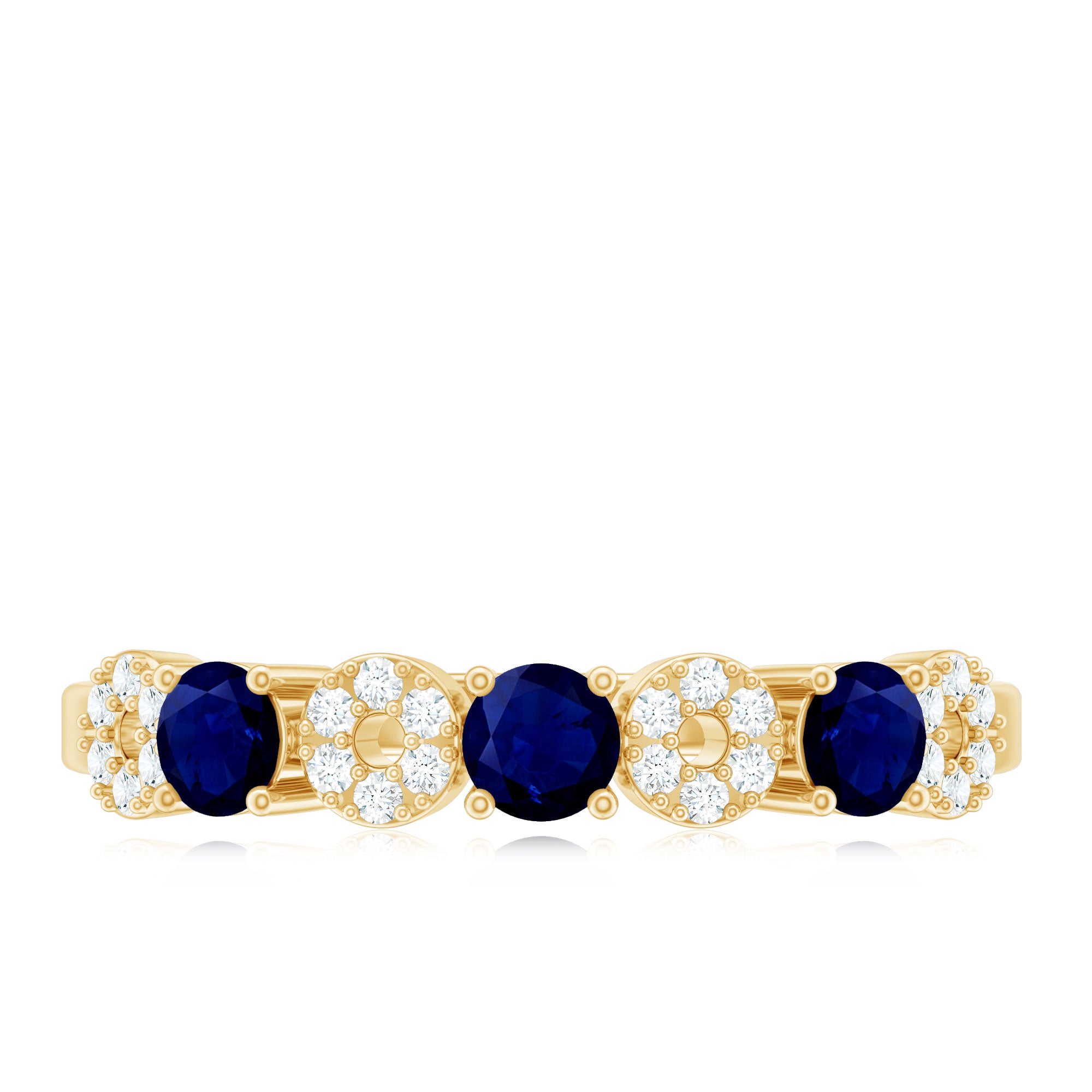 Natural Blue Sapphire Diamond Half Eternity Ring for Women AAA - Rosec Jewels