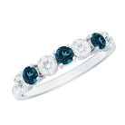 Rosec Jewels-Natural London Blue Topaz Eternity Band Ring with Diamond