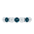 Rosec Jewels-Natural London Blue Topaz Eternity Band Ring with Diamond