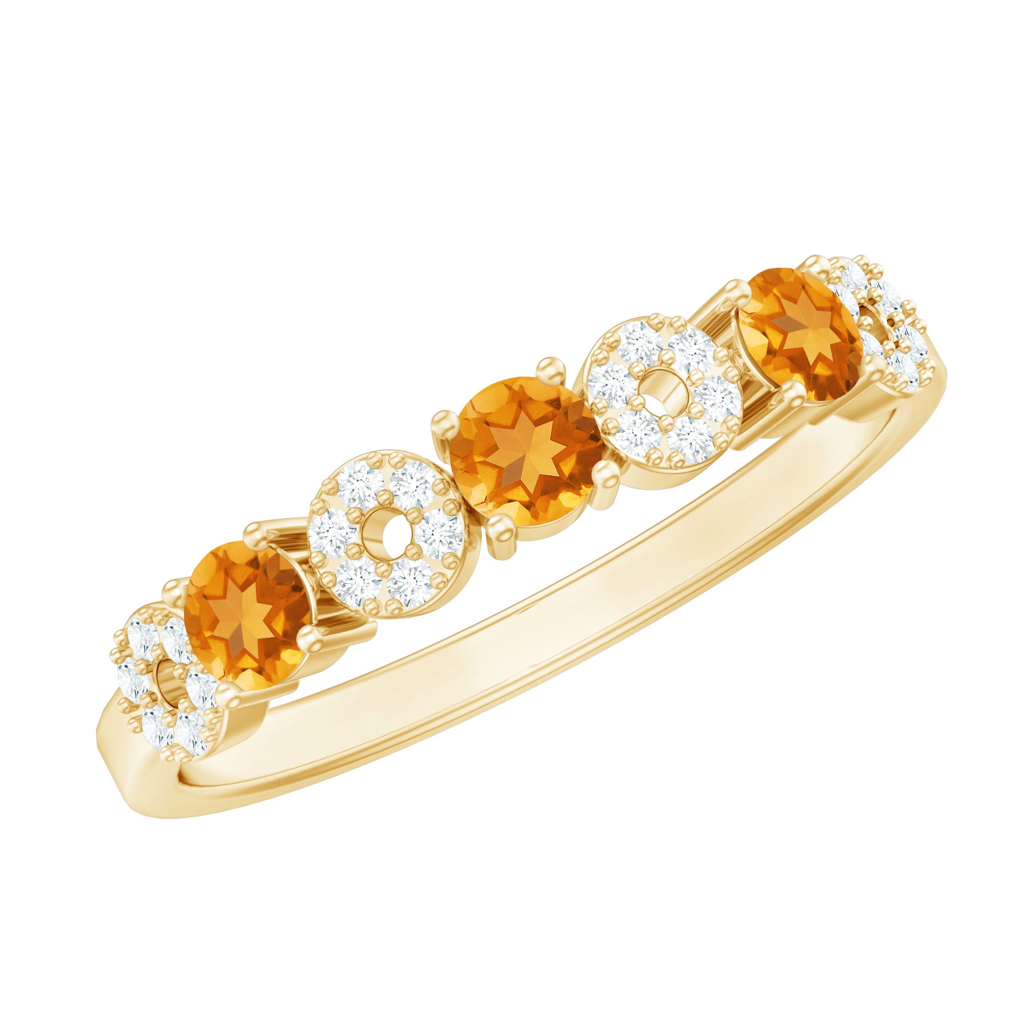 Rosec Jewels-Natural Citrine Diamond Half Eternity Ring
