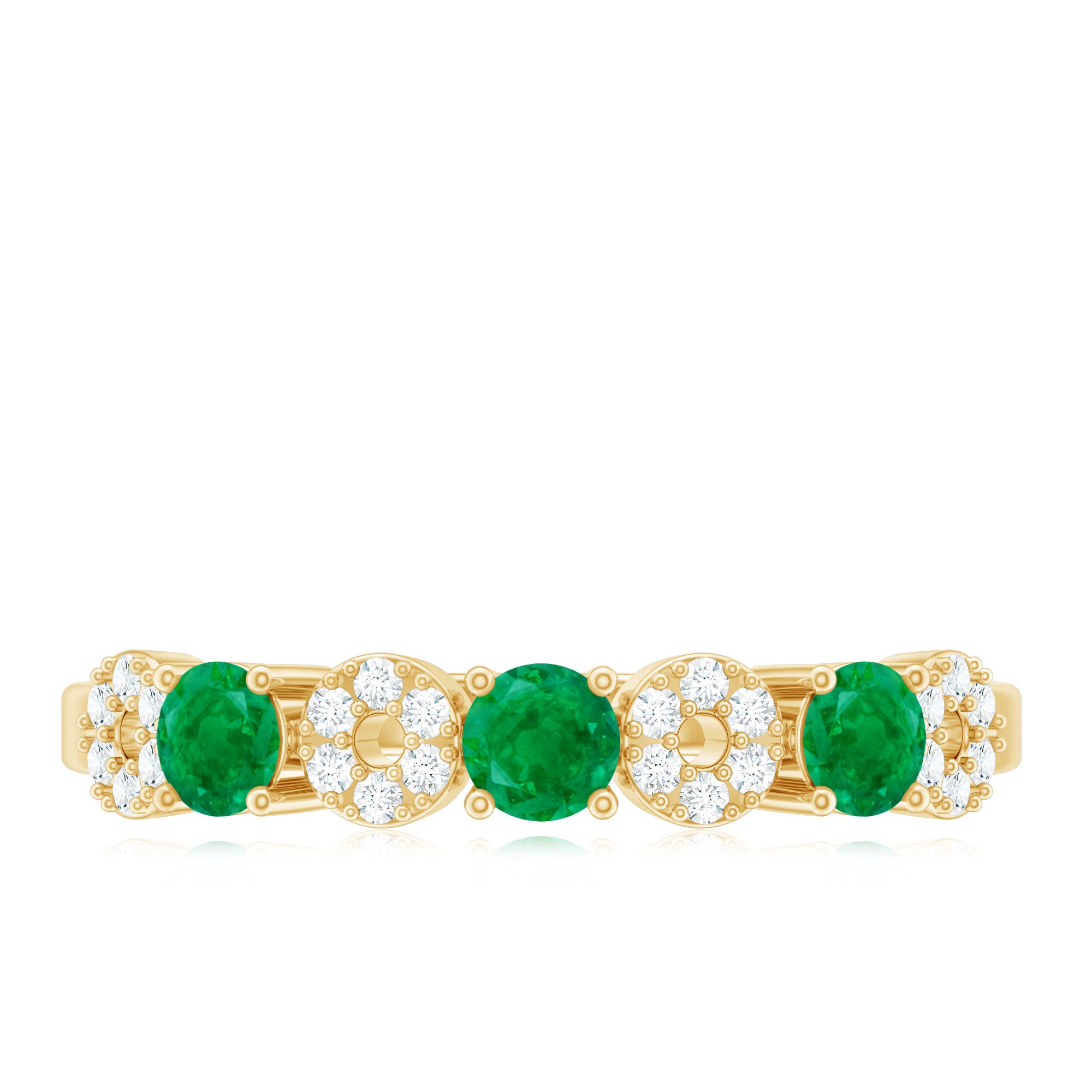Natural Emerald Diamond Half Eternity Anniversary Ring with Certificate AAA - Rosec Jewels