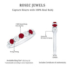 Genuine Ruby Half Eternity Ring with Diamond for Women AAA - Rosec Jewels