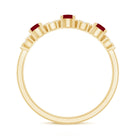Genuine Ruby Half Eternity Ring with Diamond for Women AAA - Rosec Jewels