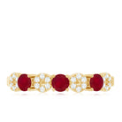 Genuine Ruby Half Eternity Ring with Diamond for Women AAA - Rosec Jewels