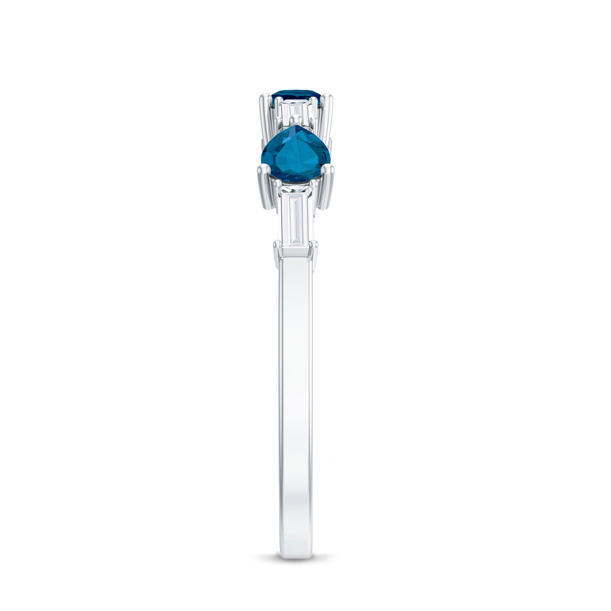 Pear Shape London Blue Topaz Eternity Band with Baguette Diamonds AAA - Rosec Jewels