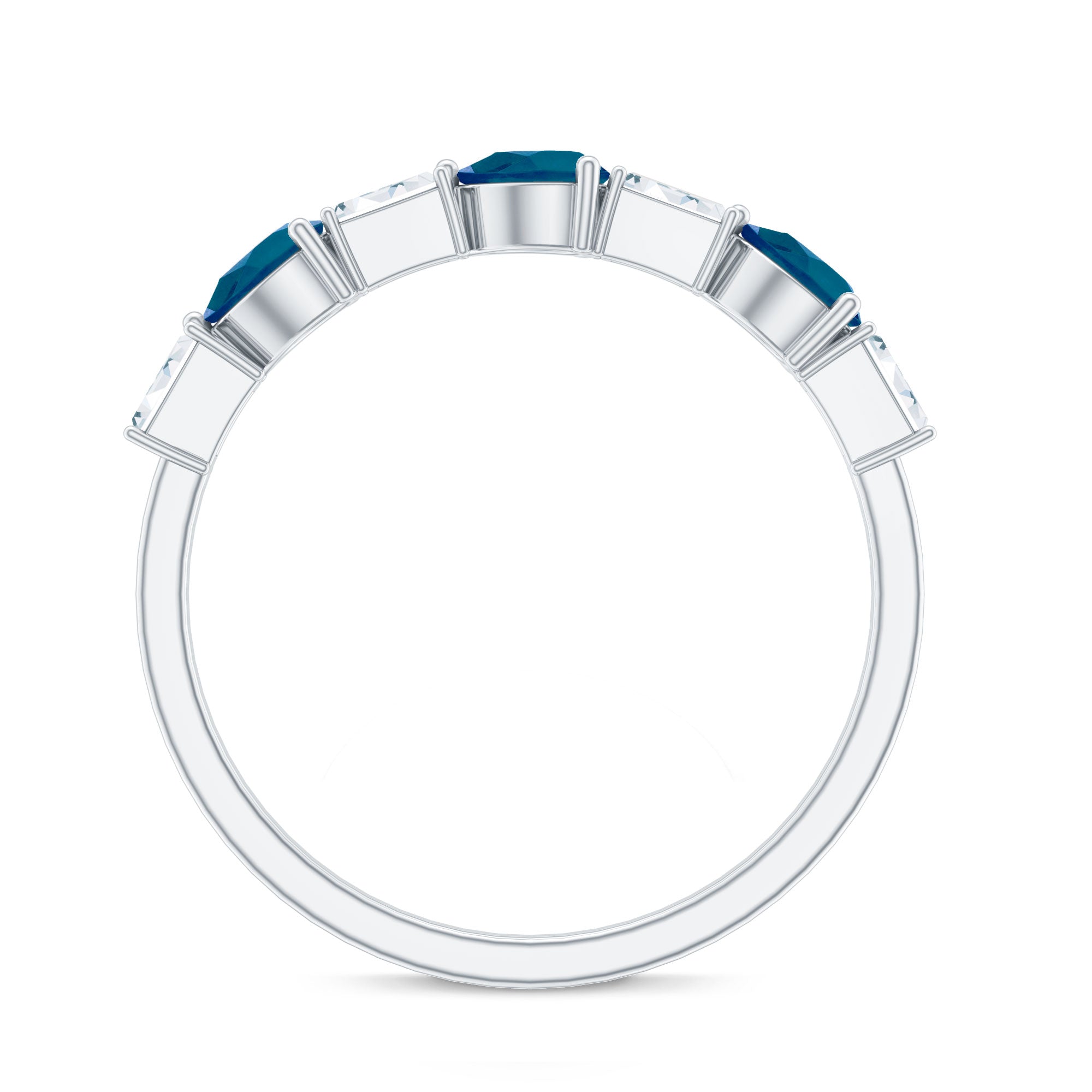 Pear Shape London Blue Topaz Eternity Band with Baguette Diamonds AAA - Rosec Jewels