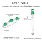 Certified Natural Emerald Diamond Half Eternity Anniversary Ring in East West Style AAA - Rosec Jewels