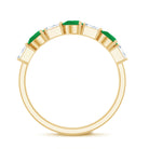Certified Natural Emerald Diamond Half Eternity Anniversary Ring in East West Style AAA - Rosec Jewels
