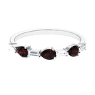 Natural Garnet Diamond Half Eternity Ring in East West Style AAA - Rosec Jewels