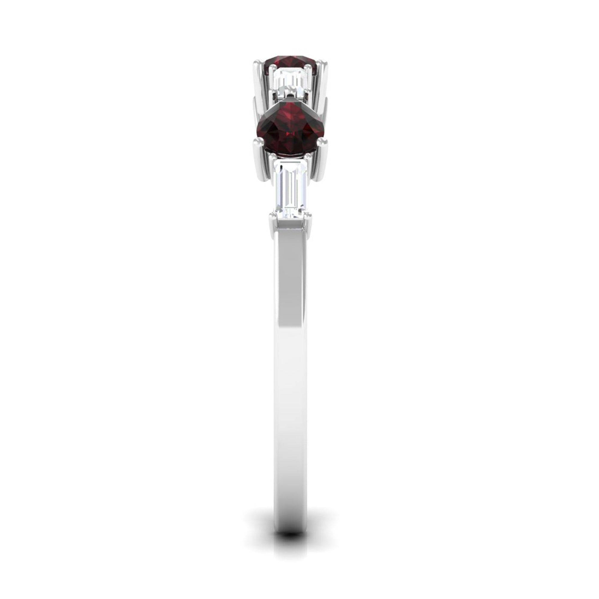Natural Garnet Diamond Half Eternity Ring in East West Style AAA - Rosec Jewels