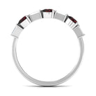 Natural Garnet Diamond Half Eternity Ring in East West Style AAA - Rosec Jewels