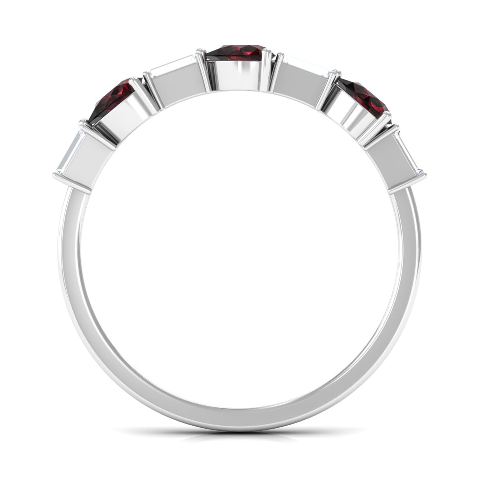 Natural Garnet Diamond Half Eternity Ring in East West Style AAA - Rosec Jewels