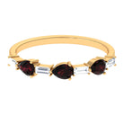 Natural Garnet Diamond Half Eternity Ring in East West Style AAA - Rosec Jewels